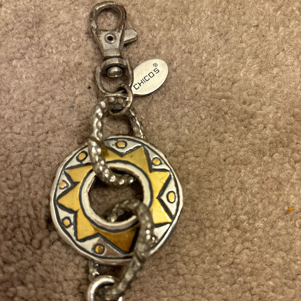 CHICO’S Metal Chain Embellished Adjustable  Belt 42” Long